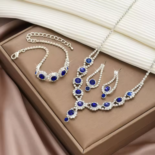 Pixie Crystal - Crafted Gemstone Necklace Earring Bracelet Set For Women