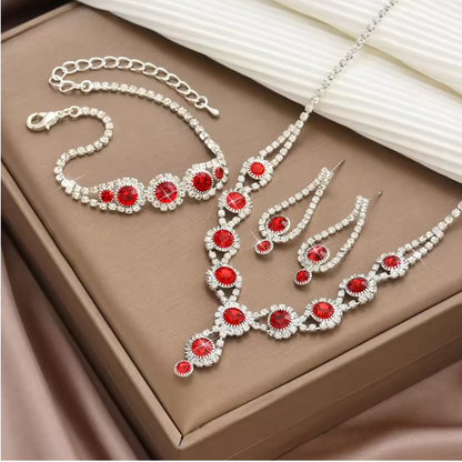 Pixie Crystal - Crafted Gemstone Necklace Earring Bracelet Set For Women