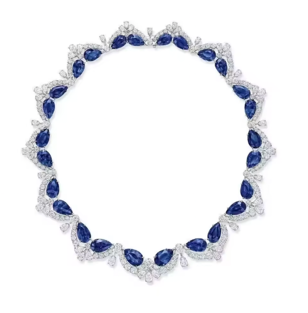 Zafira Luxury Silver - Water Drop Royal Blue Sapphire Necklaces Earrings Rings For Women Party Wedding Jewelry Sets
