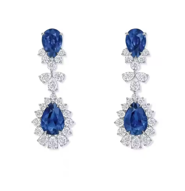 Zafira Luxury Silver - Water Drop Royal Blue Sapphire Necklaces Earrings Rings For Women Party Wedding Jewelry Sets