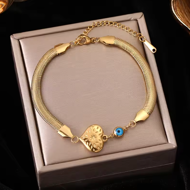 Love Flowers -  Sincere Love Bracelet for Women Simple Style Link Chain Bangle Trendy Jewelry Gift