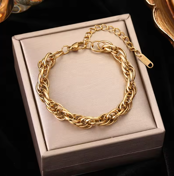 Love Flowers -  Sincere Love Bracelet for Women Simple Style Link Chain Bangle Trendy Jewelry Gift