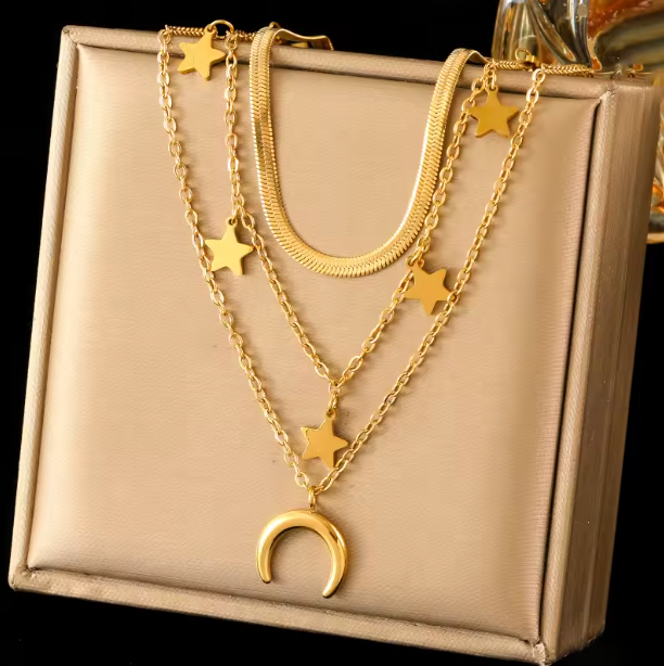 Van Clover Layered Necklaces - Gold Color Flower Five-Leaf Clover Necklace For Women