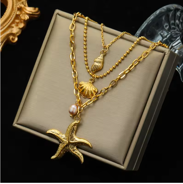 Van Clover Layered Necklaces - Gold Color Flower Five-Leaf Clover Necklace For Women