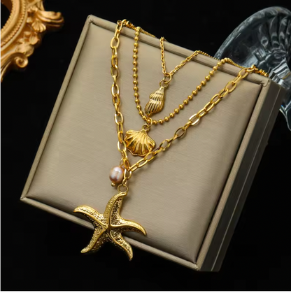 Van Clover Layered Necklaces - Gold Color Flower Five-Leaf Clover Necklace For Women