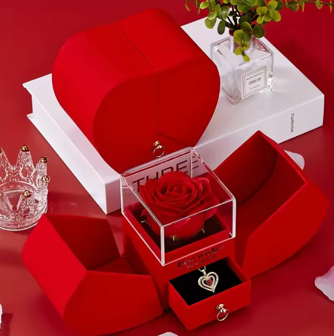 Luxury Rose Jewelry Box - Valentine's Day, Mother's Day, Eternal Flower Artificial Flower Gift Box Jewelry Box