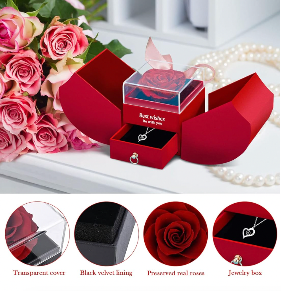 Luxury Rose Jewelry Box - Valentine's Day, Mother's Day, Eternal Flower Artificial Flower Gift Box Jewelry Box
