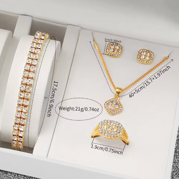 Lenka Luxury Jewelry Set - 6PCS Women's Watch Gold Steel Band Analog Quartz Watches Jewelry Set For Mom, For Lover, For Valentine Day (Without Box）