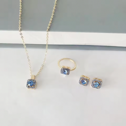 Lustre Legacy - Luxury Cube Jewelry Set, Women's Elegant Necklace, Earrings & Ring Set, Perfect Gift for Valentine's Day, Christmas Gift