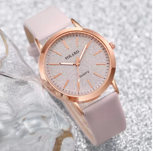 Twilight Treasures - 4PCS/Set Fashion Starry Sky Dial Women Watches Casual Leather Band Quartz Wrist Watch Pearls Jewelry Set (Without Box）