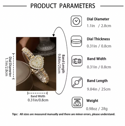 Infinity Grace Jewelry Set - 6pcs Light Luxury Women's Fashion Full Sky Star Trendy Strap Bracelet Watch Love Diamond Jewelry Set Quartz Watch
