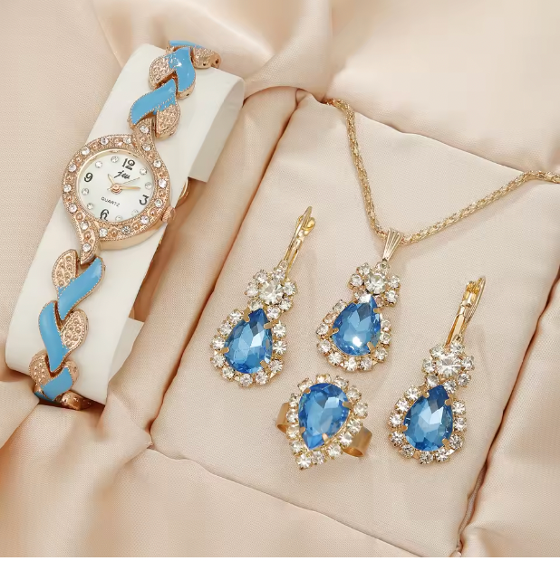 Majestic Sparkle Luxury Jewelry Set - 5pcs Fashion Versatile Watch For Women
