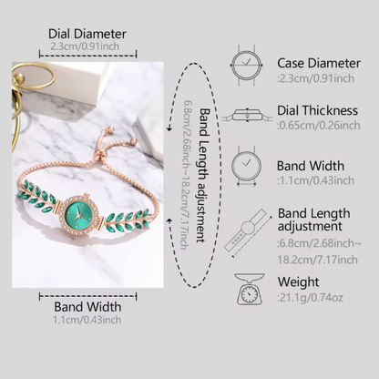 Peridot Charm Luxury Jewelry Set - 6PCS/Set Of Green Women Watches Fashionable Light Luxury Minimalist Dial Wristwatch Alloy Strap Watch Jewelry Set Gift For Mom