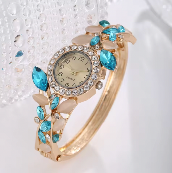 Amethyst Allure Luxury Jewelry Set - Women's fashion trend diamond Rhinestone Quartz Watch, Necklace, Earrings & Ring