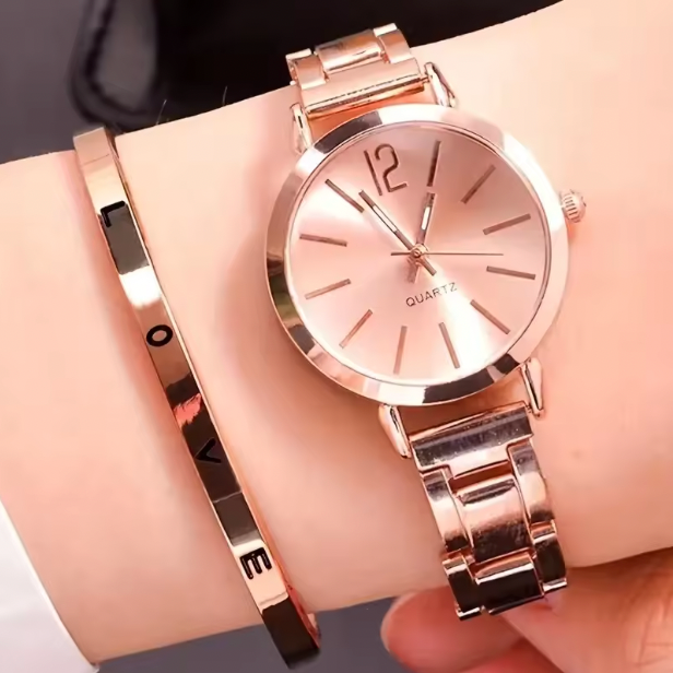 Petal Glow Jewelry Set - Luxury Watches Women Diamond Rhinestone Fashion Elegant Wristwatch Quartz Watch Ladies Clock For Girl Relogio Feminino