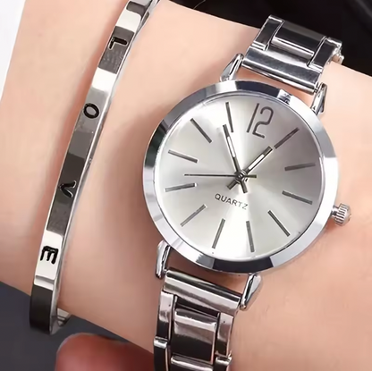 Petal Glow Jewelry Set - Luxury Watches Women Diamond Rhinestone Fashion Elegant Wristwatch Quartz Watch Ladies Clock For Girl Relogio Feminino