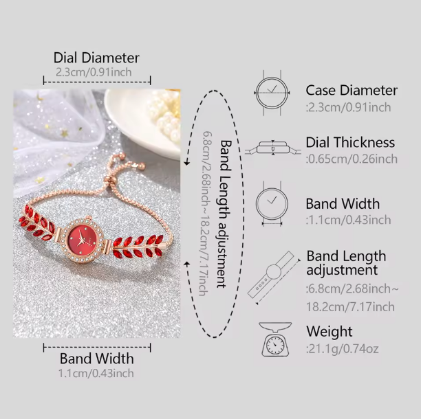 Scarlet Elegance Set - 6PCS/Set Women Red Watch Fashionable Luxury Red Dial Quartz Wristwatch Alloy Strap Watch Red Gemstone Jewelry Set Gift For Mom