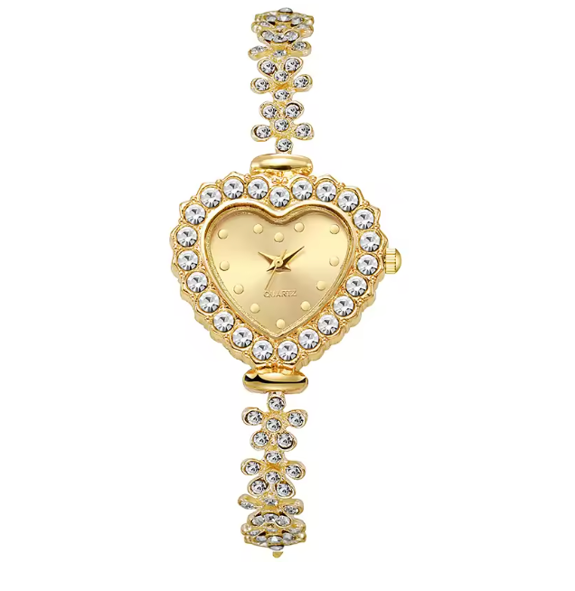 Harmony Spark Set - 2PCS Set Women Watches Luxury Rhinestone Bracelet Ladies Heart Dial Quartz Wristwatches Dress Clock Montre Femme（Without Box ）