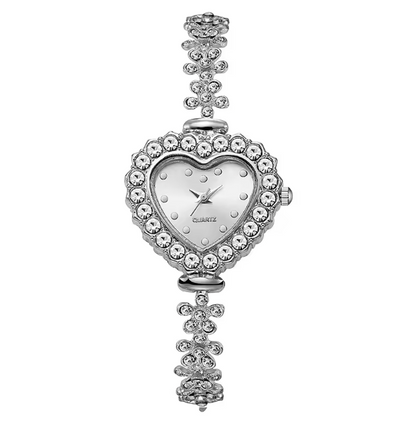 Harmony Spark Set - 2PCS Set Women Watches Luxury Rhinestone Bracelet Ladies Heart Dial Quartz Wristwatches Dress Clock Montre Femme（Without Box ）