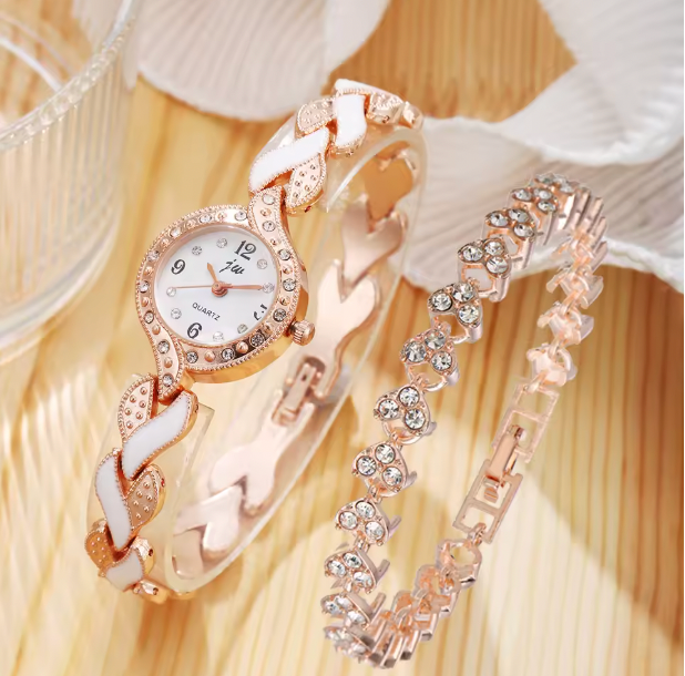 Gilded Essence Luxury Watch Set - 2PCS Set Luxury Watch & Bracelets