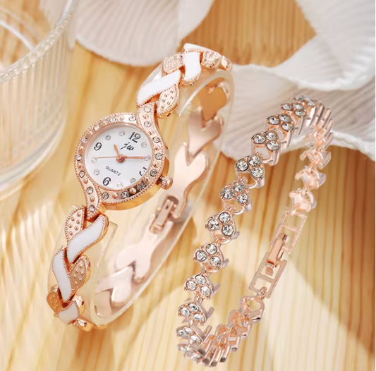 Gilded Essence Luxury Watch Set - 2PCS Set Luxury Watch & Bracelets