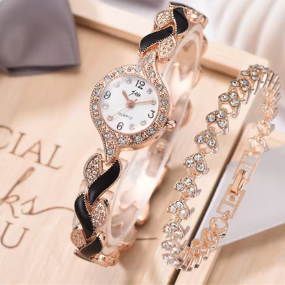 Gilded Essence Luxury Watch Set - 2PCS Set Luxury Watch & Bracelets
