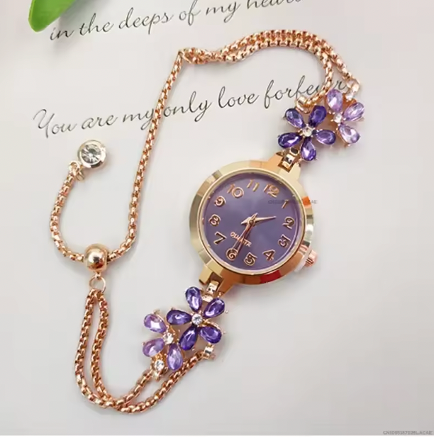 Seraphina Sparkle Luxury Watch - Women's Fashion Light Luxury Quartz Bracelet Watch Waterproof Premium Exquisite Violet Crystal Female's Watches Gift