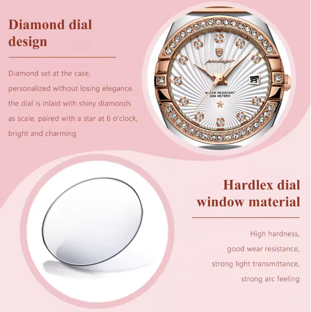 Stellar Chronos - Luxury Woman Wristwatch Waterproof Luminous Date Stainless Steel Watch For Ladies High Quality Quartz Women Watches