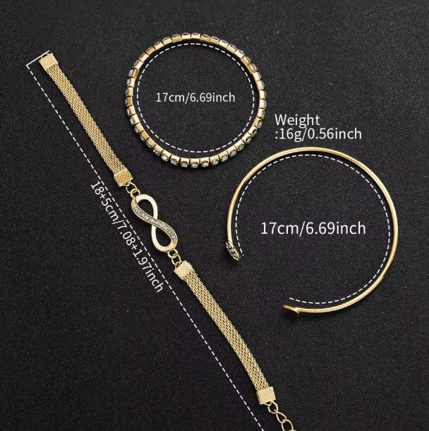 Eterna Femme - 4PCS/Set Fashion Rhinestone Women Watches Luxury Steel Band Ladies Quartz Watch Bracelets Set