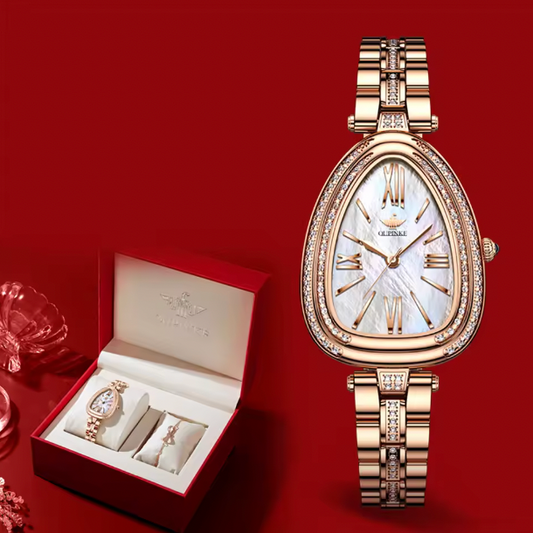 Iris & Gold Watch Set - Roman Scale Luxury Woman Quartz Dress Wristwatch Top Brand Waterproof Watch For Women Original Classic Watches