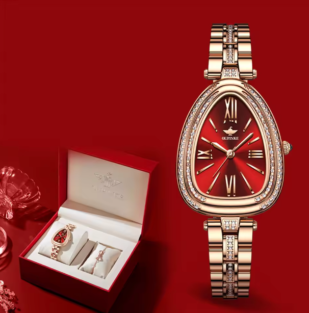Iris & Gold Watch Set - Roman Scale Luxury Woman Quartz Dress Wristwatch Top Brand Waterproof Watch For Women Original Classic Watches