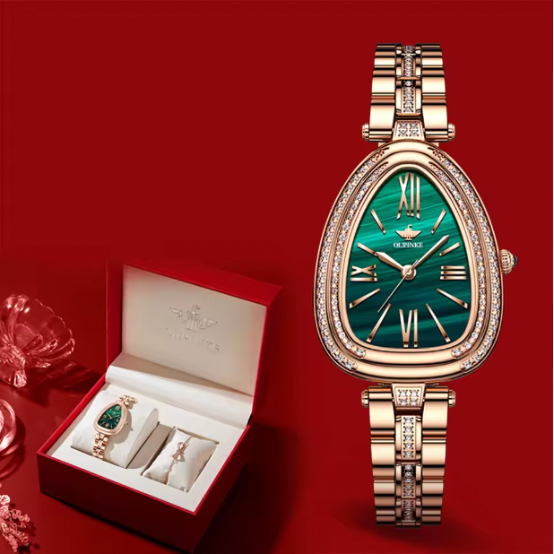 Iris & Gold Watch Set - Roman Scale Luxury Woman Quartz Dress Wristwatch Top Brand Waterproof Watch For Women Original Classic Watches