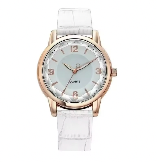 Amour Éclat Women Luxury Watch - Leather Strap Women's Watch Polygonal Glass Luxury Women's Clock Dial Quartz Creative Fashion Quartz Watch