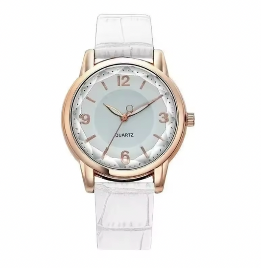 Amour Éclat Women Luxury Watch - Leather Strap Women's Watch Polygonal Glass Luxury Women's Clock Dial Quartz Creative Fashion Quartz Watch