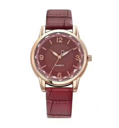 Amour Éclat Women Luxury Watch - Leather Strap Women's Watch Polygonal Glass Luxury Women's Clock Dial Quartz Creative Fashion Quartz Watch