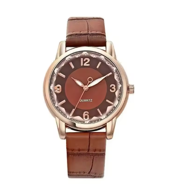 Amour Éclat Women Luxury Watch - Leather Strap Women's Watch Polygonal Glass Luxury Women's Clock Dial Quartz Creative Fashion Quartz Watch