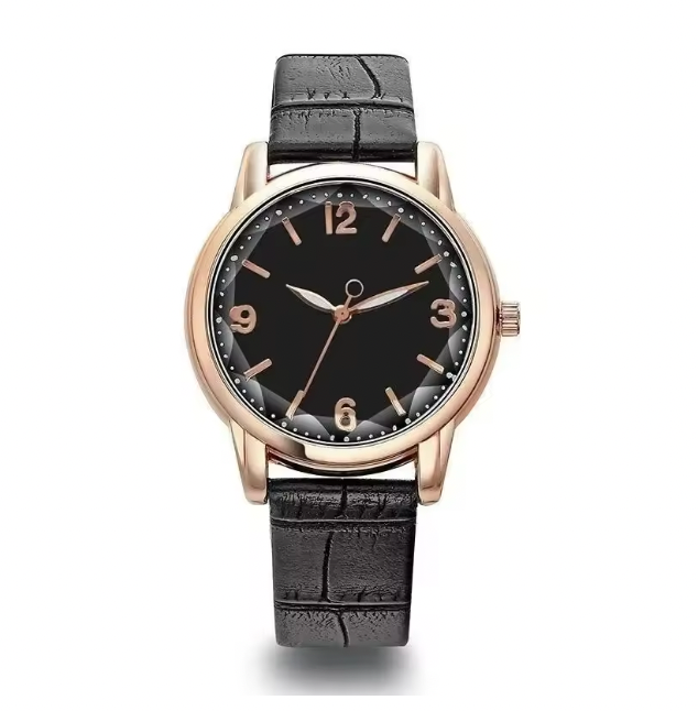 Amour Éclat Women Luxury Watch - Leather Strap Women's Watch Polygonal Glass Luxury Women's Clock Dial Quartz Creative Fashion Quartz Watch