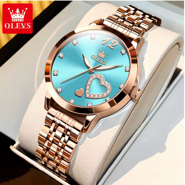 Golden Halo Luxury Women Watch - Quartz Women Watch Stainless steel Bracelet "Love" Dial Fashion Elegant Waterproof Luminous Quartz Watch for Ladies