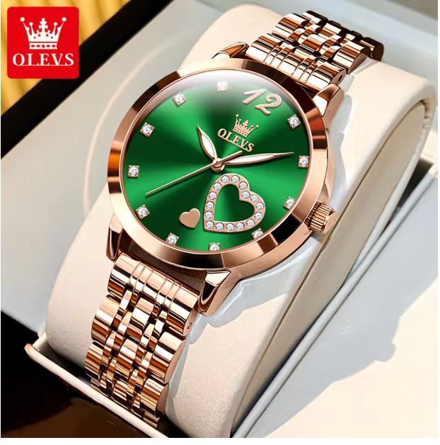 Golden Halo Luxury Women Watch - Quartz Women Watch Stainless steel Bracelet "Love" Dial Fashion Elegant Waterproof Luminous Quartz Watch for Ladies