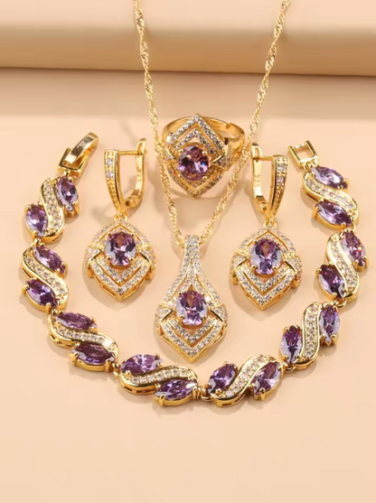 Opulentia Jewelry Sets - 18K Gold Plated Hawaiian Luxury Zircon Accessories Jewelry Sets