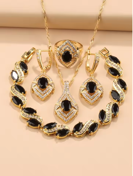 Opulentia Jewelry Sets - 18K Gold Plated Hawaiian Luxury Zircon Accessories Jewelry Sets