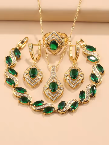Opulentia Jewelry Sets - 18K Gold Plated Hawaiian Luxury Zircon Accessories Jewelry Sets