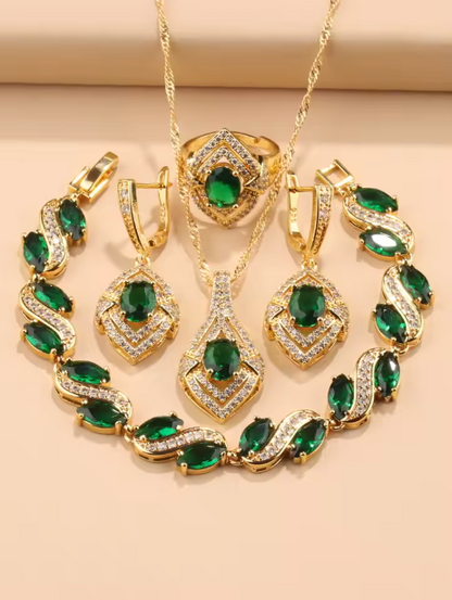 Opulentia Jewelry Sets - 18K Gold Plated Hawaiian Luxury Zircon Accessories Jewelry Sets