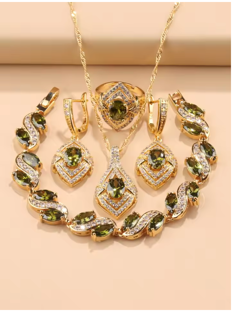 Opulentia Jewelry Sets - 18K Gold Plated Hawaiian Luxury Zircon Accessories Jewelry Sets