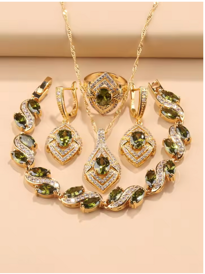 Opulentia Jewelry Sets - 18K Gold Plated Hawaiian Luxury Zircon Accessories Jewelry Sets