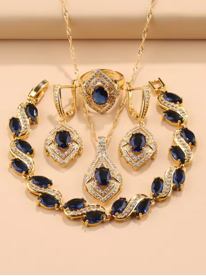 Opulentia Jewelry Sets - 18K Gold Plated Hawaiian Luxury Zircon Accessories Jewelry Sets