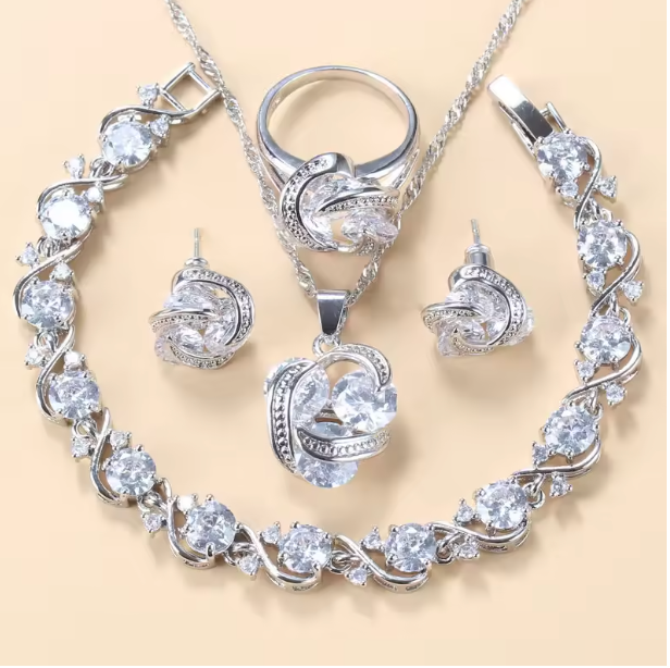 Radiance Royale Jewelry Sets - 925 Sterling Silver Wedding Accessories Women's Earring And Ring Jewelry Sets Top Quality Colorful Cubic Zircon Bridal Jewelry