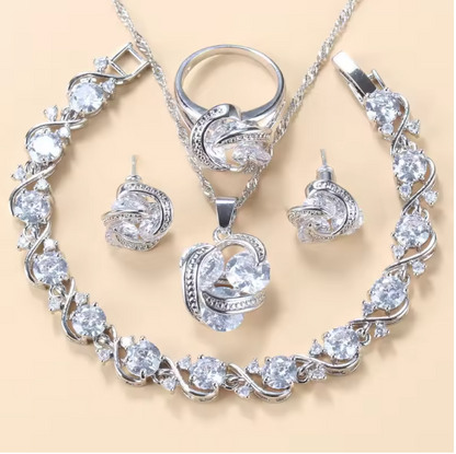 Radiance Royale Jewelry Sets - 925 Sterling Silver Wedding Accessories Women's Earring And Ring Jewelry Sets Top Quality Colorful Cubic Zircon Bridal Jewelry