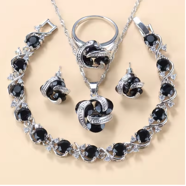 Radiance Royale Jewelry Sets - 925 Sterling Silver Wedding Accessories Women's Earring And Ring Jewelry Sets Top Quality Colorful Cubic Zircon Bridal Jewelry