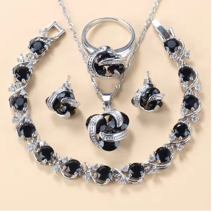 Radiance Royale Jewelry Sets - 925 Sterling Silver Wedding Accessories Women's Earring And Ring Jewelry Sets Top Quality Colorful Cubic Zircon Bridal Jewelry